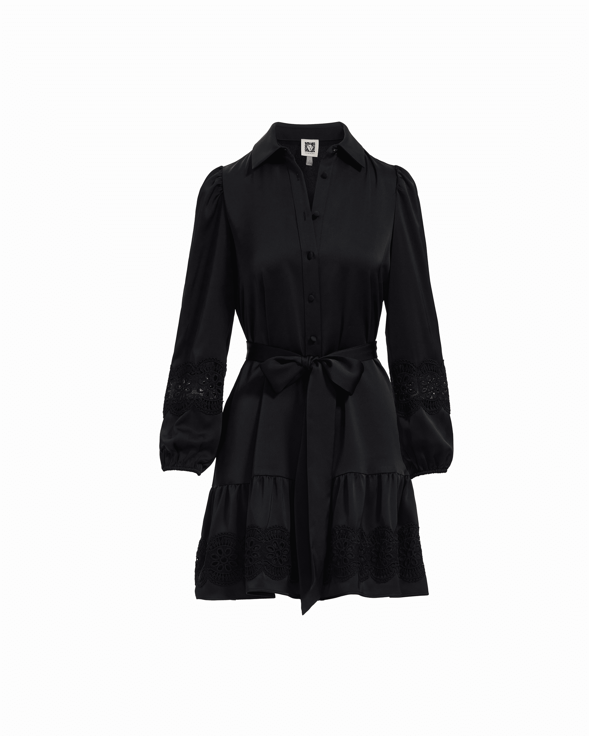 Anne Klein Tiered Collared Long Sleeve Button-Front Shirt Dress