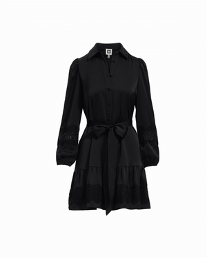 Anne Klein Tiered Collared Long Sleeve Button-Front Shirt Dress