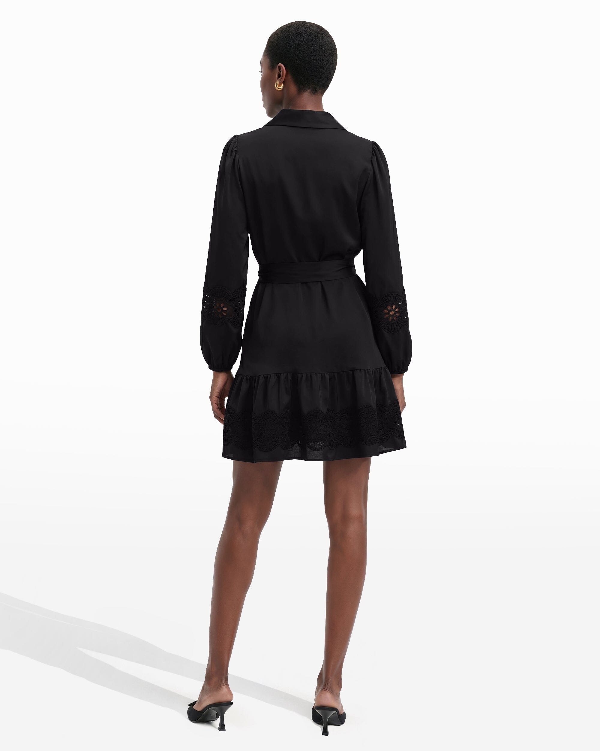 Anne Klein Tiered Collared Long Sleeve Button-Front Shirt Dress