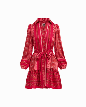Anne Klein Tiered Collared Button-Front Long Sleeve Shirt Dress
