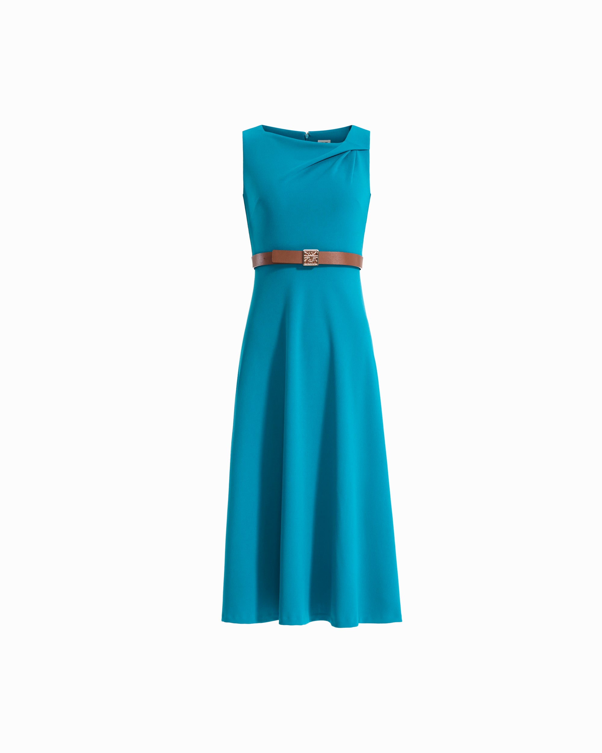 Twist Neckline Fit & Flare Dress
