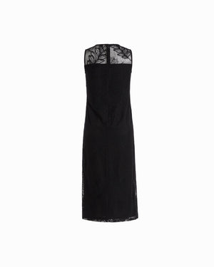 Sleeveless Mesh Neck Midi Dress