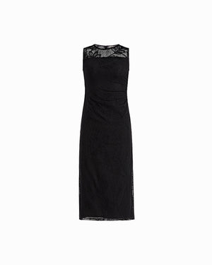 Sleeveless Mesh Neck Midi Dress