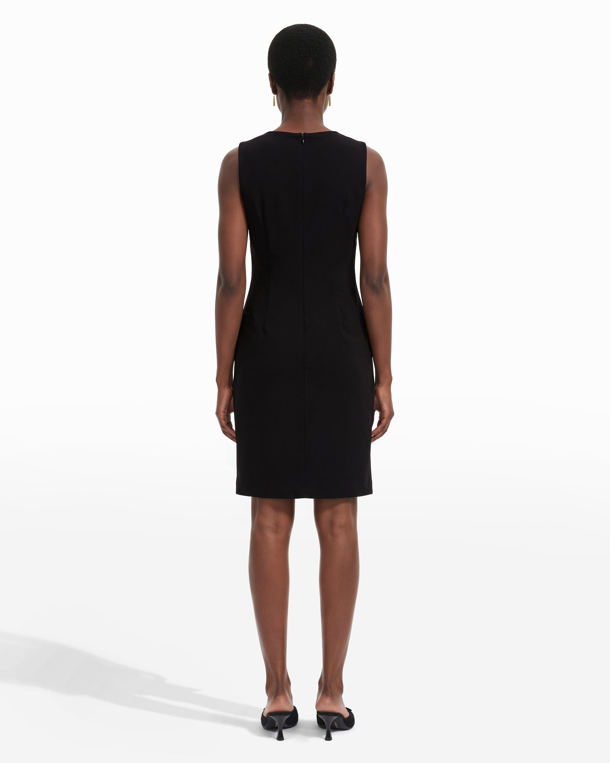Anne Klein Ruched Sleeveless Crew Neck Sheath Dress