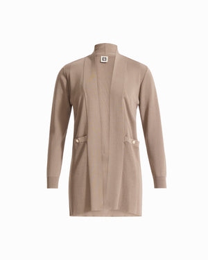 Plus Size Long Sleeve Open Cardigan with Front Pockets
