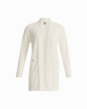 Anne Klein WHITE DOVE Long Sleeve Open Cardigan with Front Pockets