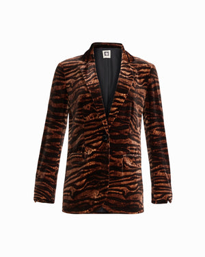 Anne Klein ANNE BLACK MULTI Notch Collar One-Button Jacket with Flap Hip Pockets