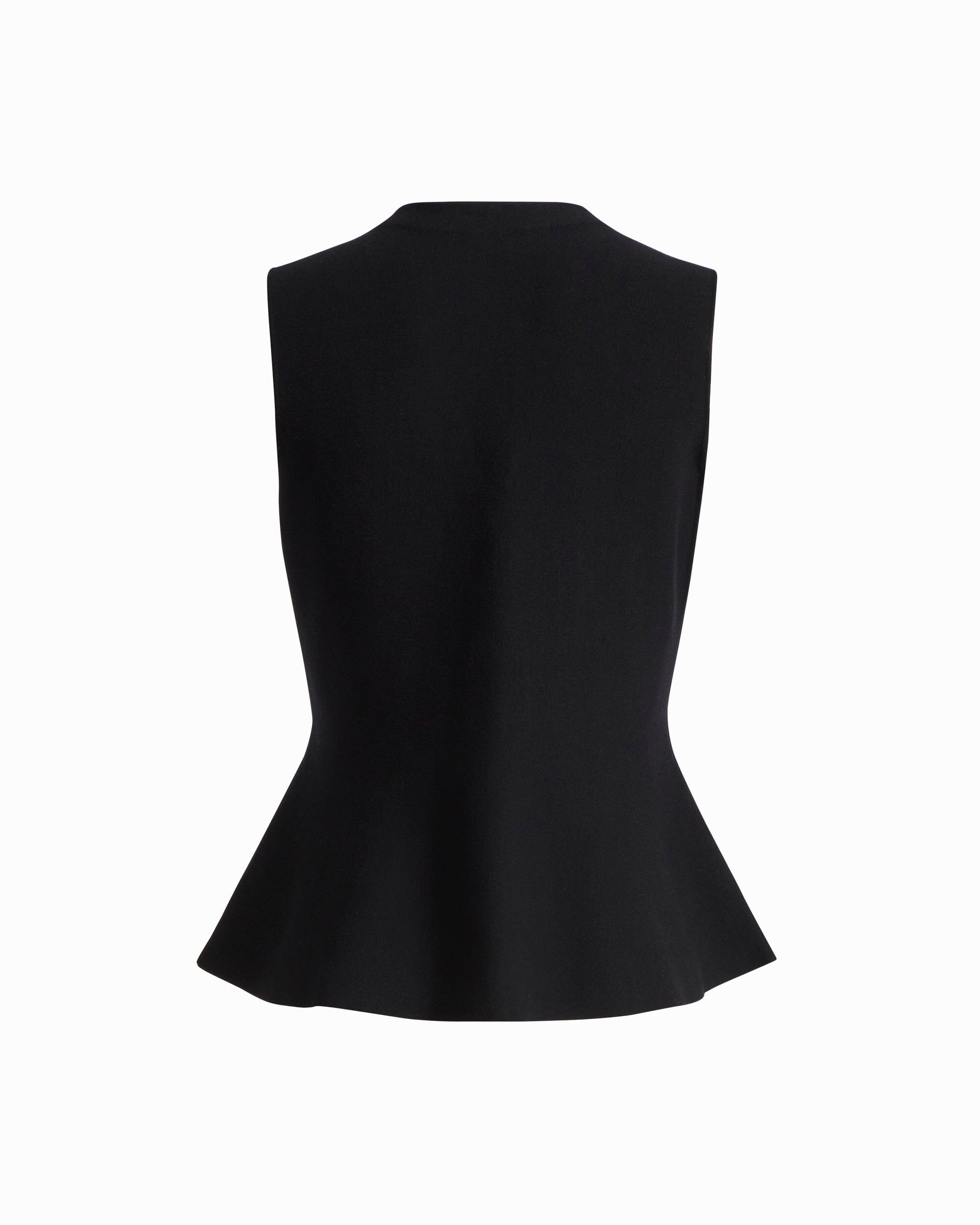 Anne Klein Sleeveless V-Neck Peplum Button-Front Vest Sweater