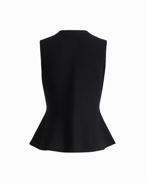 Anne Klein Sleeveless V-Neck Peplum Button-Front Vest Sweater