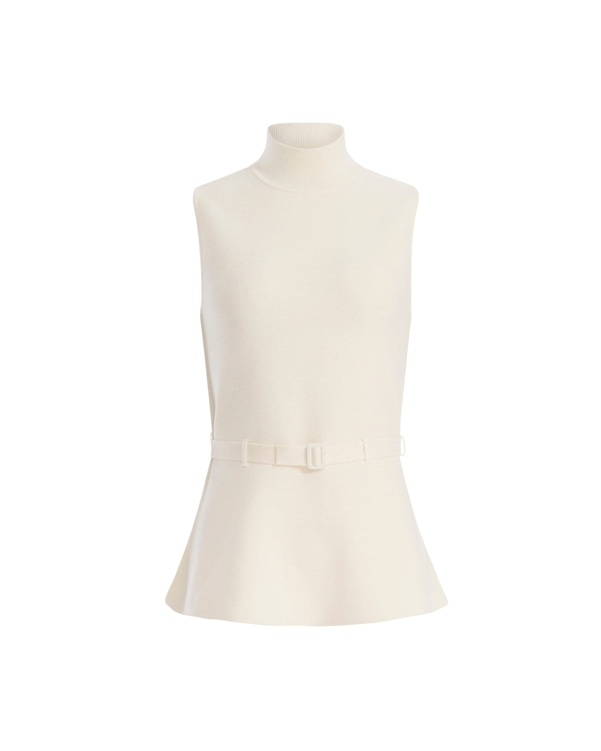 Anne Klein WHITE DOVE Mock Neck Peplum Sweater Top