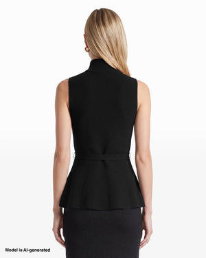 Anne Klein Mock Neck Peplum Tank Sweater with Belt