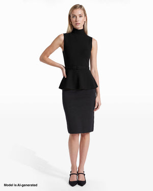 Anne Klein Mock Neck Peplum Tank Sweater with Belt