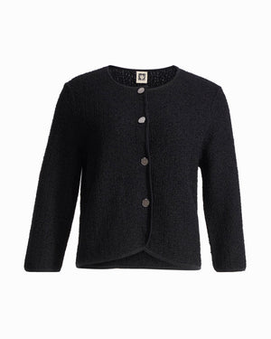 Anne Klein ANNE BLACK Eyelash Texture Yarn Button-Front Cardigan Sweater