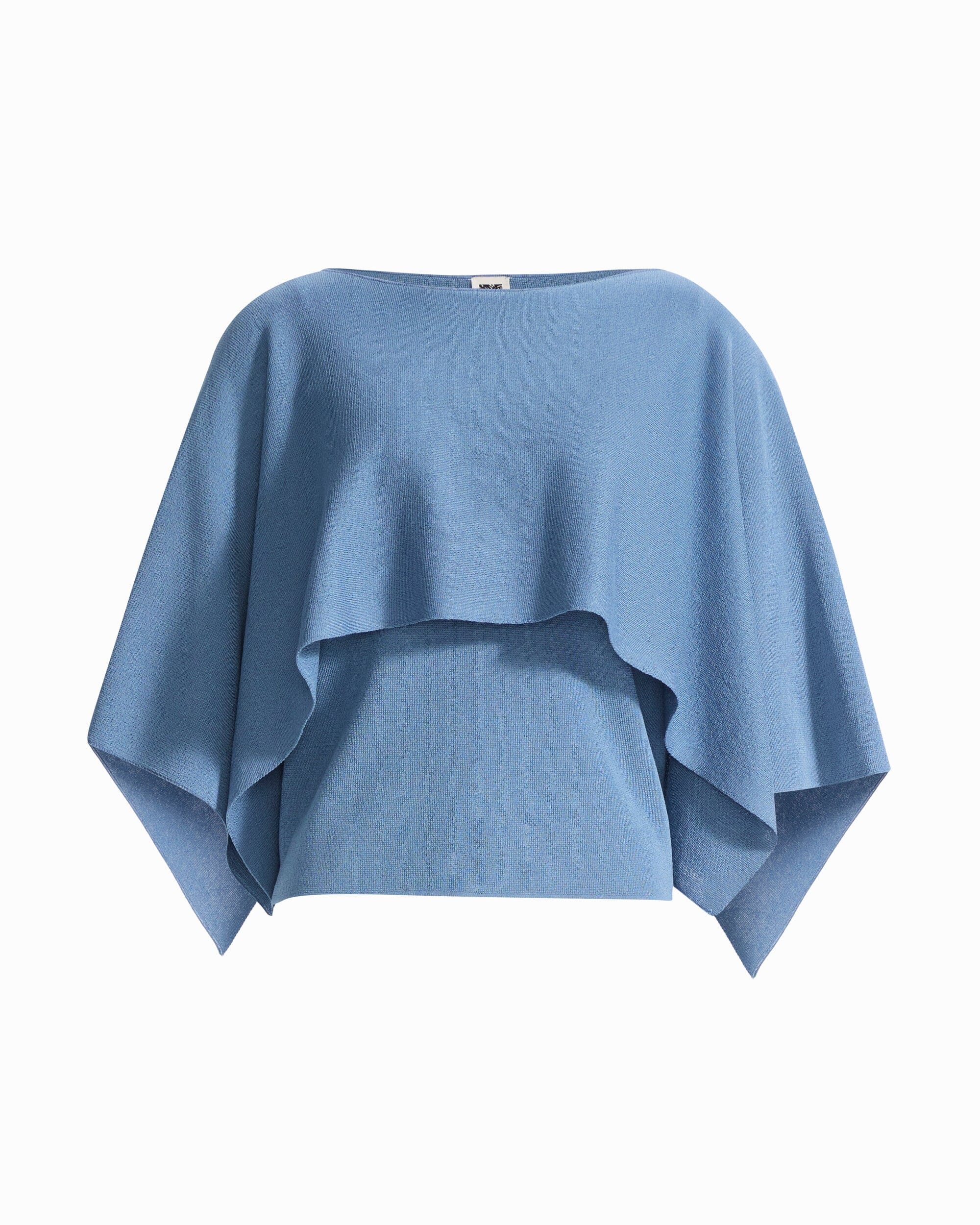 Anne Klein DUTCH BLUE Boat Neck Cape Long Sleeve Sweater