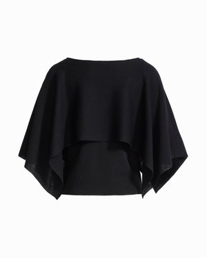 Anne Klein Boat Neck Cape Long Sleeve Sweater