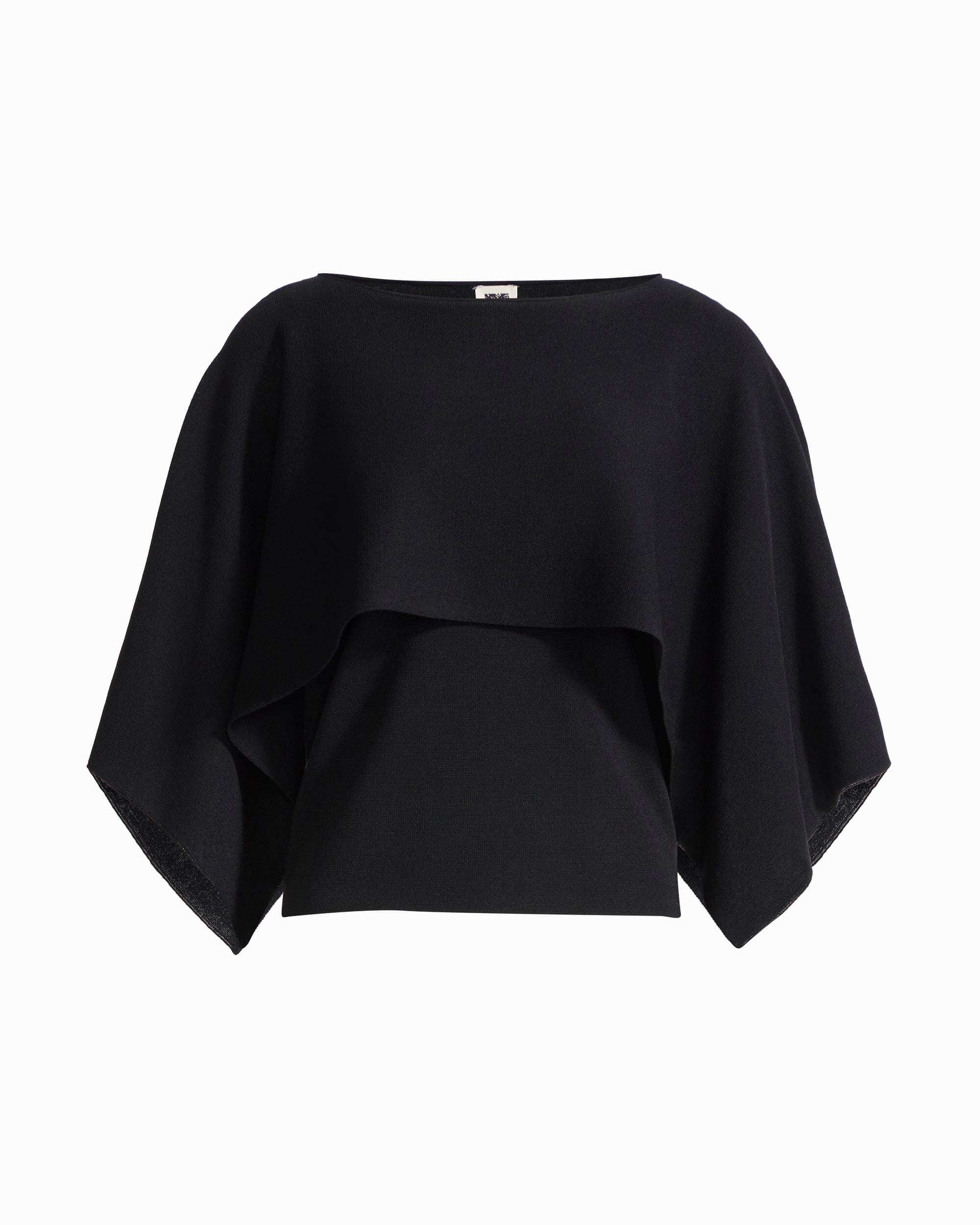 Anne Klein ANNE BLACK Boat Neck Cape Long Sleeve Sweater
