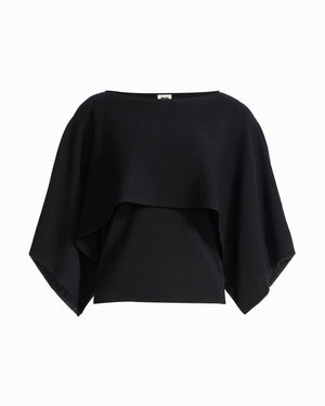 Anne Klein ANNE BLACK Boat Neck Cape Long Sleeve Sweater