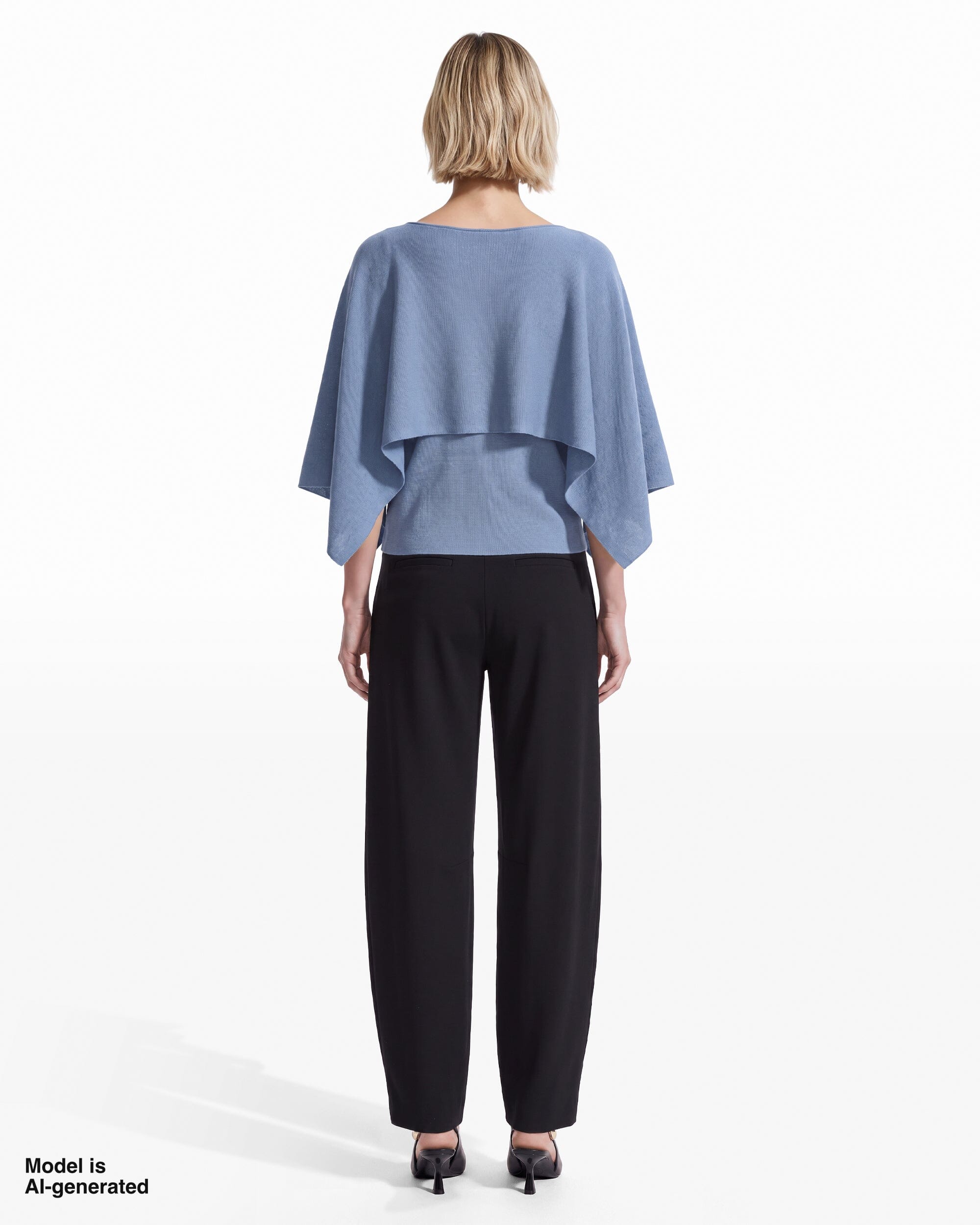 Anne Klein Boat Neck Cape Long Sleeve Sweater