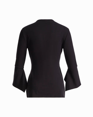 Anne Klein Handkerchief Ruffle Sleeve Wrap Knit Top