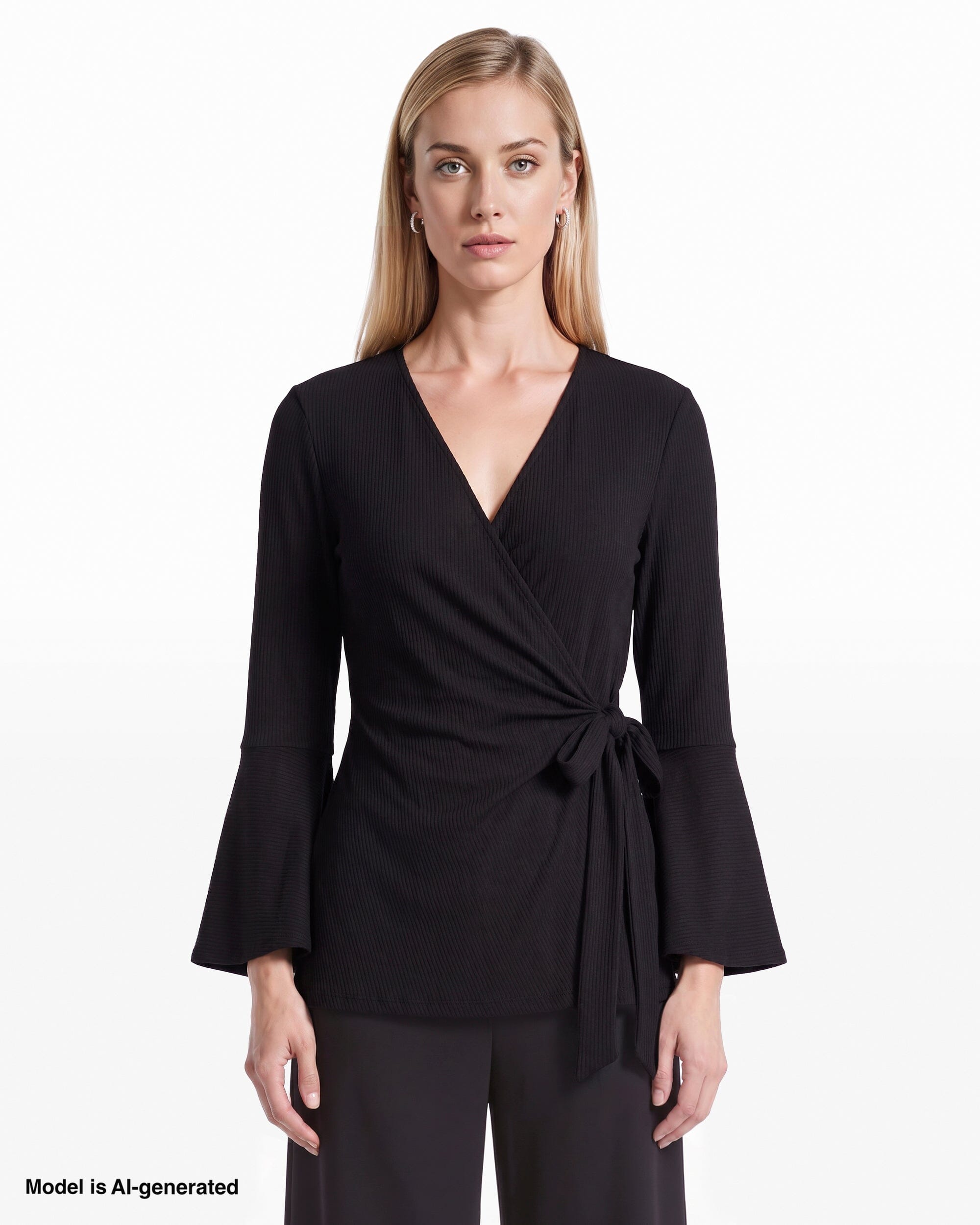 Anne Klein Ruffle Sleeve Wrap Top