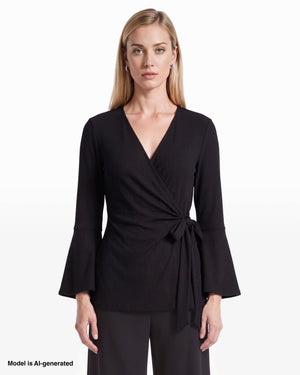 Anne Klein Ruffle Sleeve Wrap Top