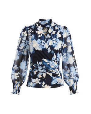 Faux Wrap V-Neck Top