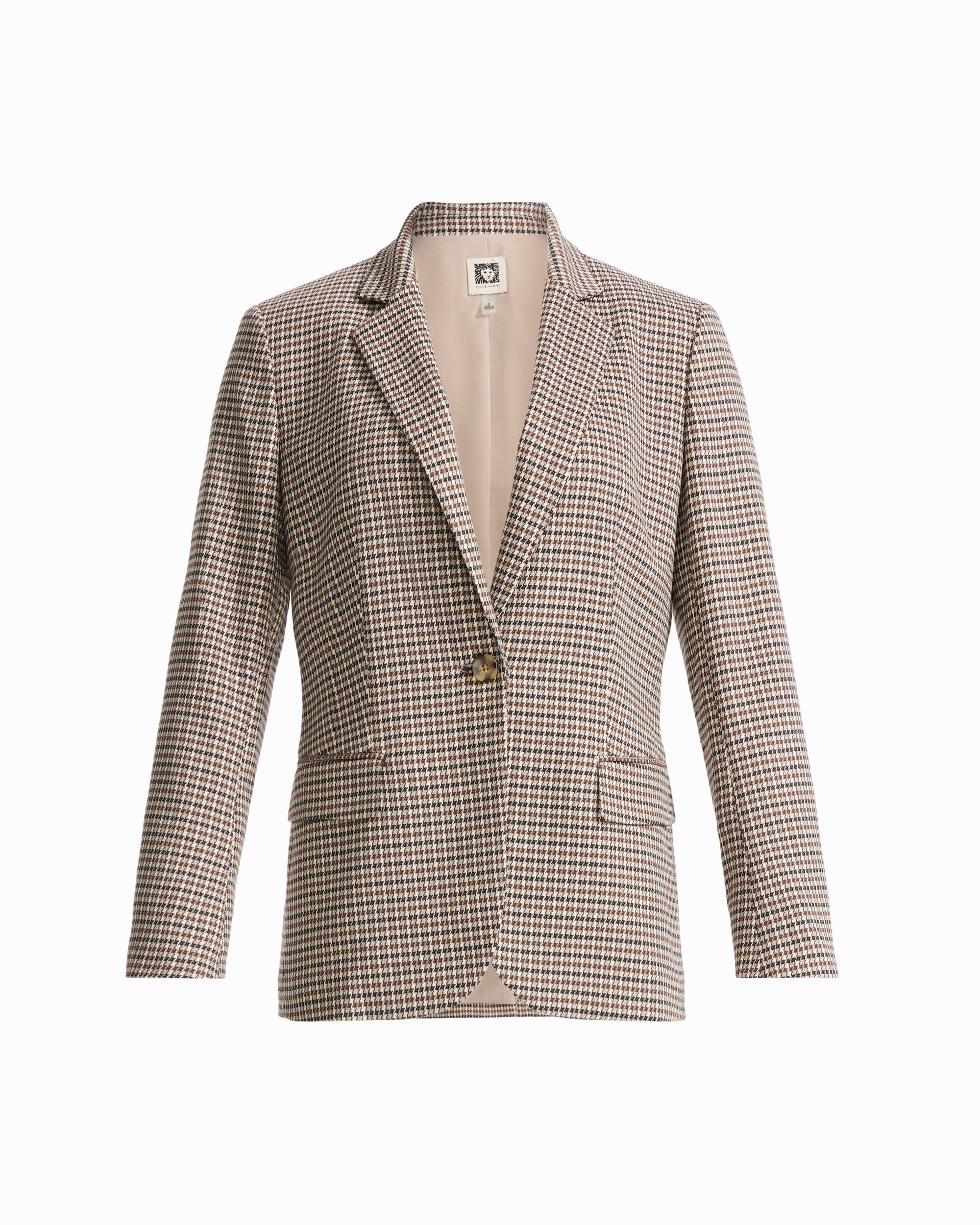 Anne Klein ANNE BLACK MULTI Petite One-Button Jacket with Long Sleeve Slit