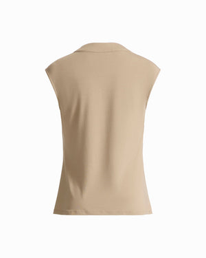 Anne Klein Sleeveless Extended Shoulder Cowl Neck Knit Top