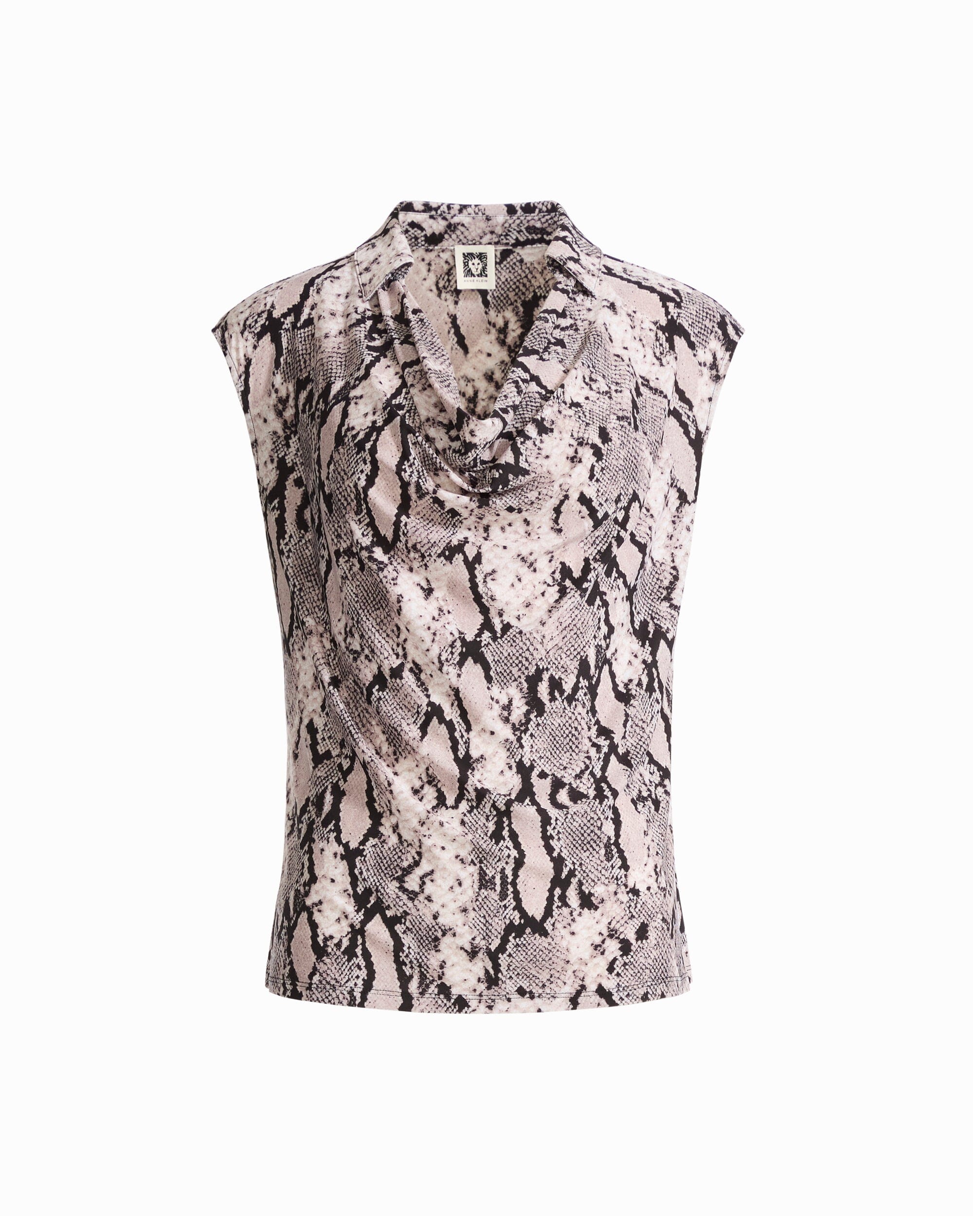 Anne Klein NATURAL CLAY MULT Extended Shoulder Sleeveless Cowl Neck Collar Top