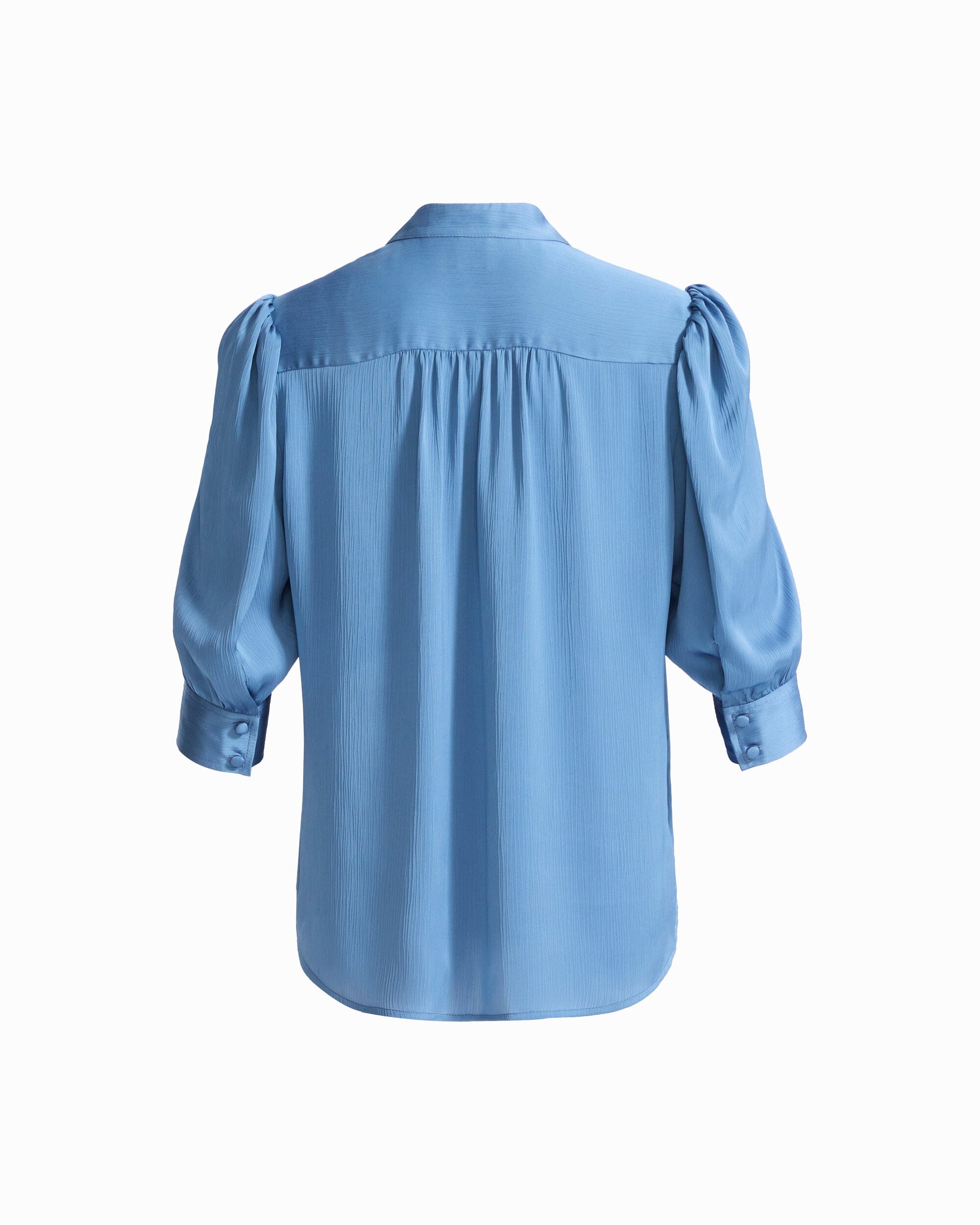 Anne Klein Y-Neck Long Sleeve Top with Short Puff Sleeves