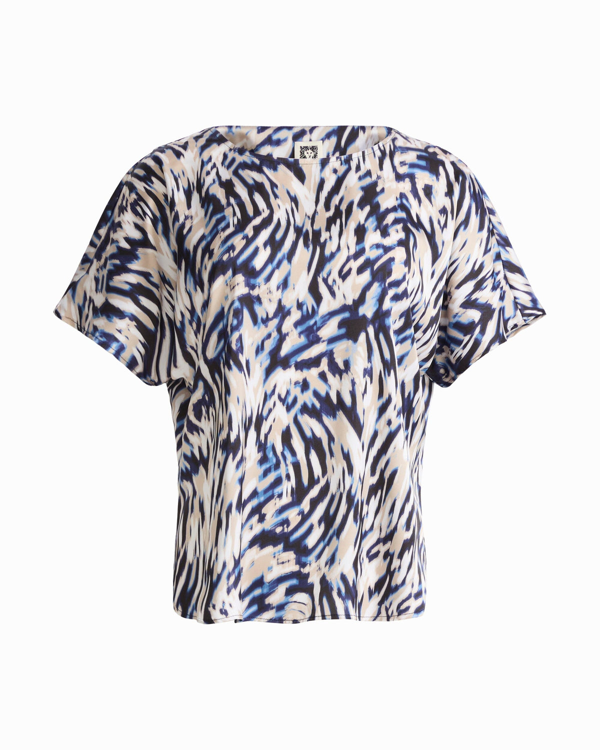 Anne Klein DUTCH BLUE MULTI Bateau Neck Blouse