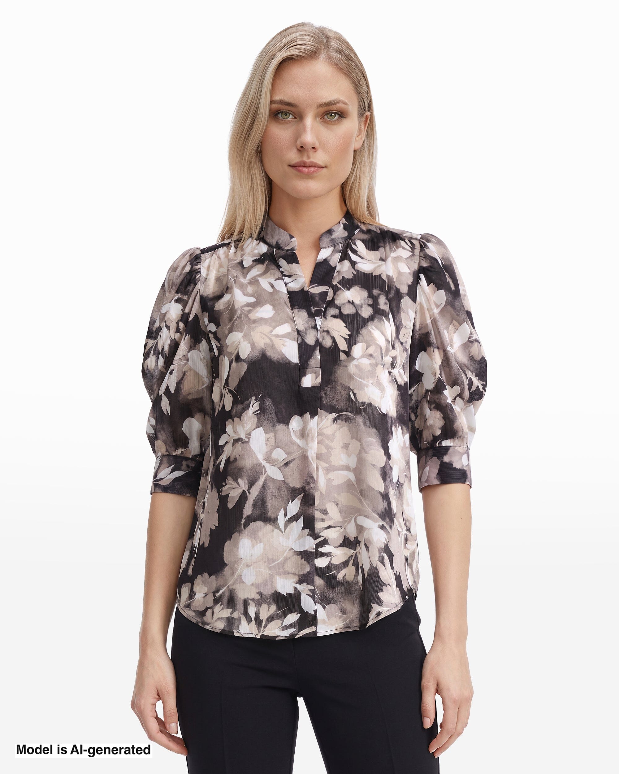 Anne Klein Short Puff Sleeves Top