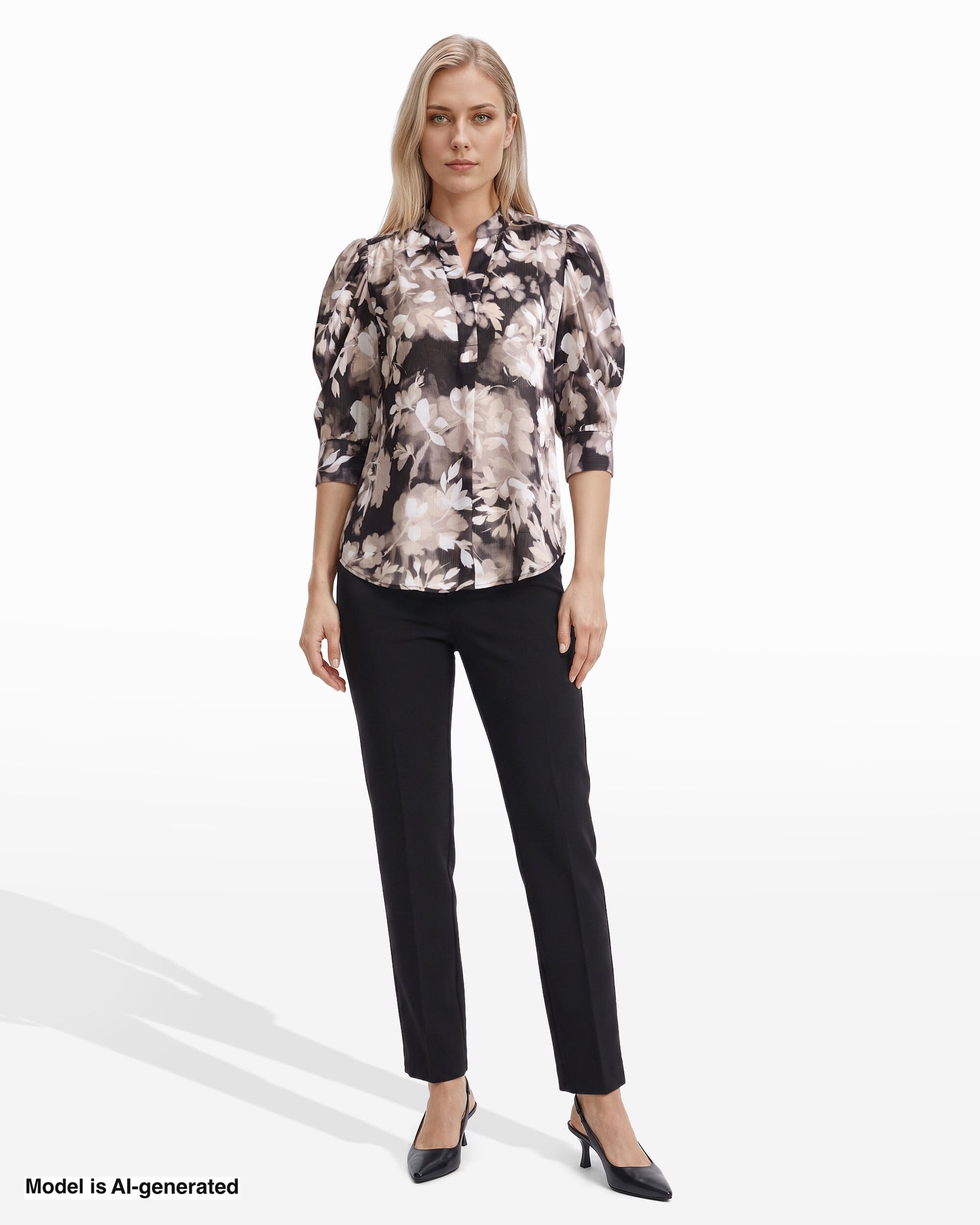 Anne Klein Short Puff Sleeves Top