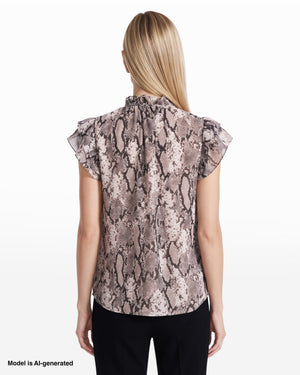 Anne Klein Ruffle Sleeve Tie-Front Blouse