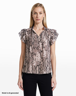 Anne Klein Ruffle Sleeve Tie-Front Blouse