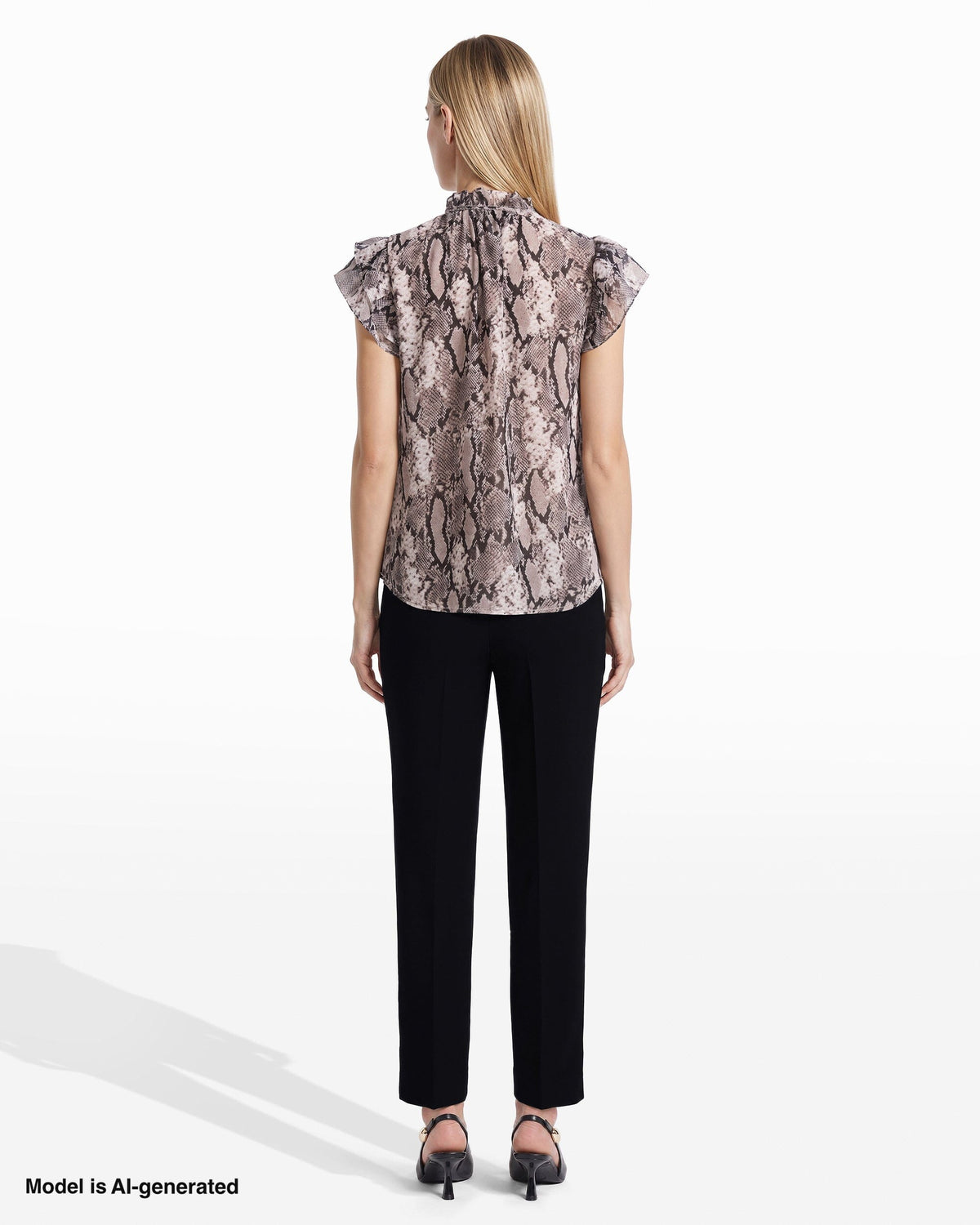 Anne Klein Ruffle Sleeve Tie-Front Blouse