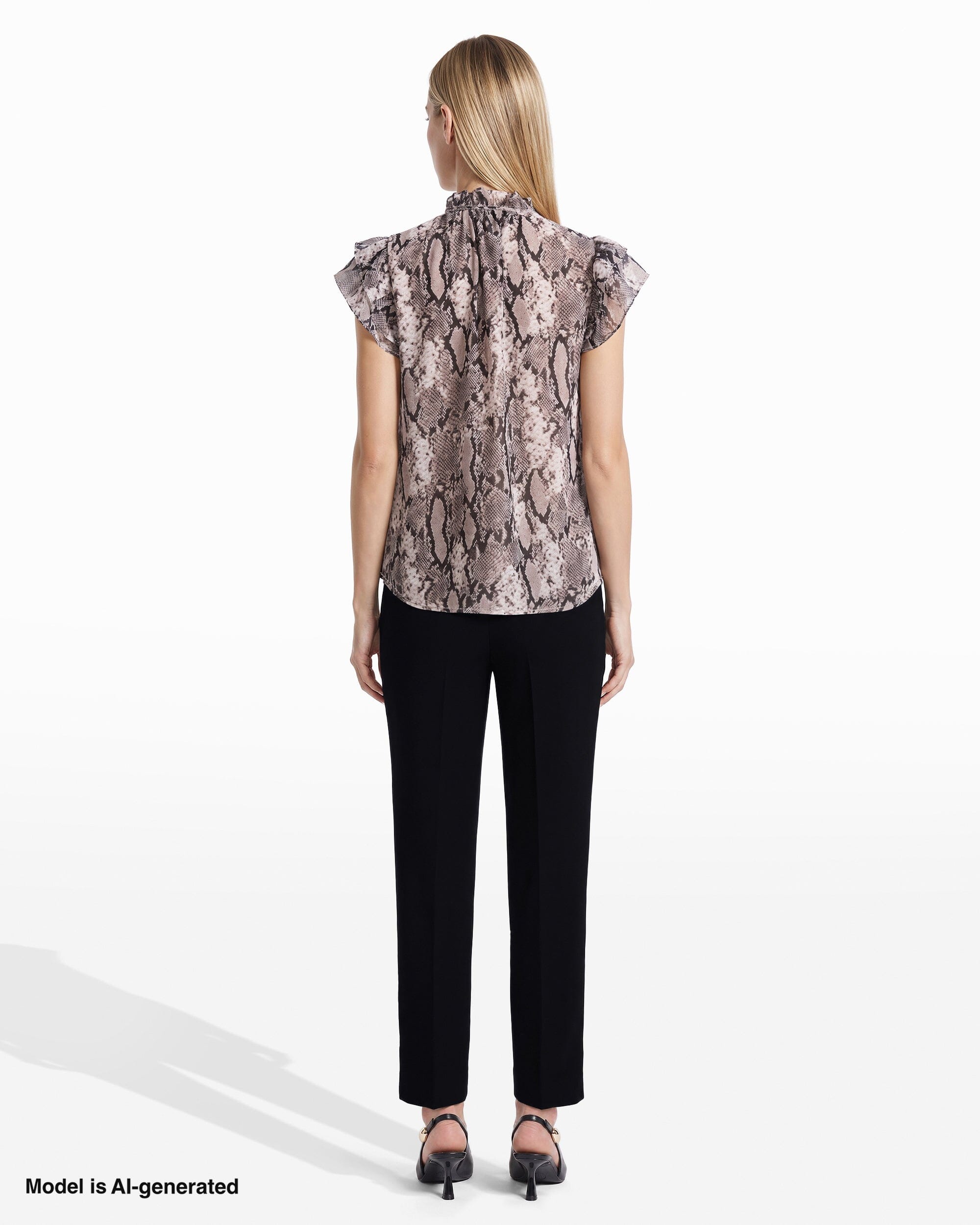 Anne Klein Ruffle Sleeve Tie-Front Blouse