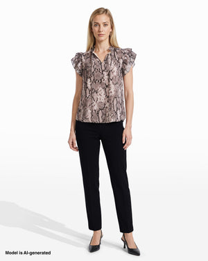 Anne Klein Ruffle Sleeve Tie-Front Blouse