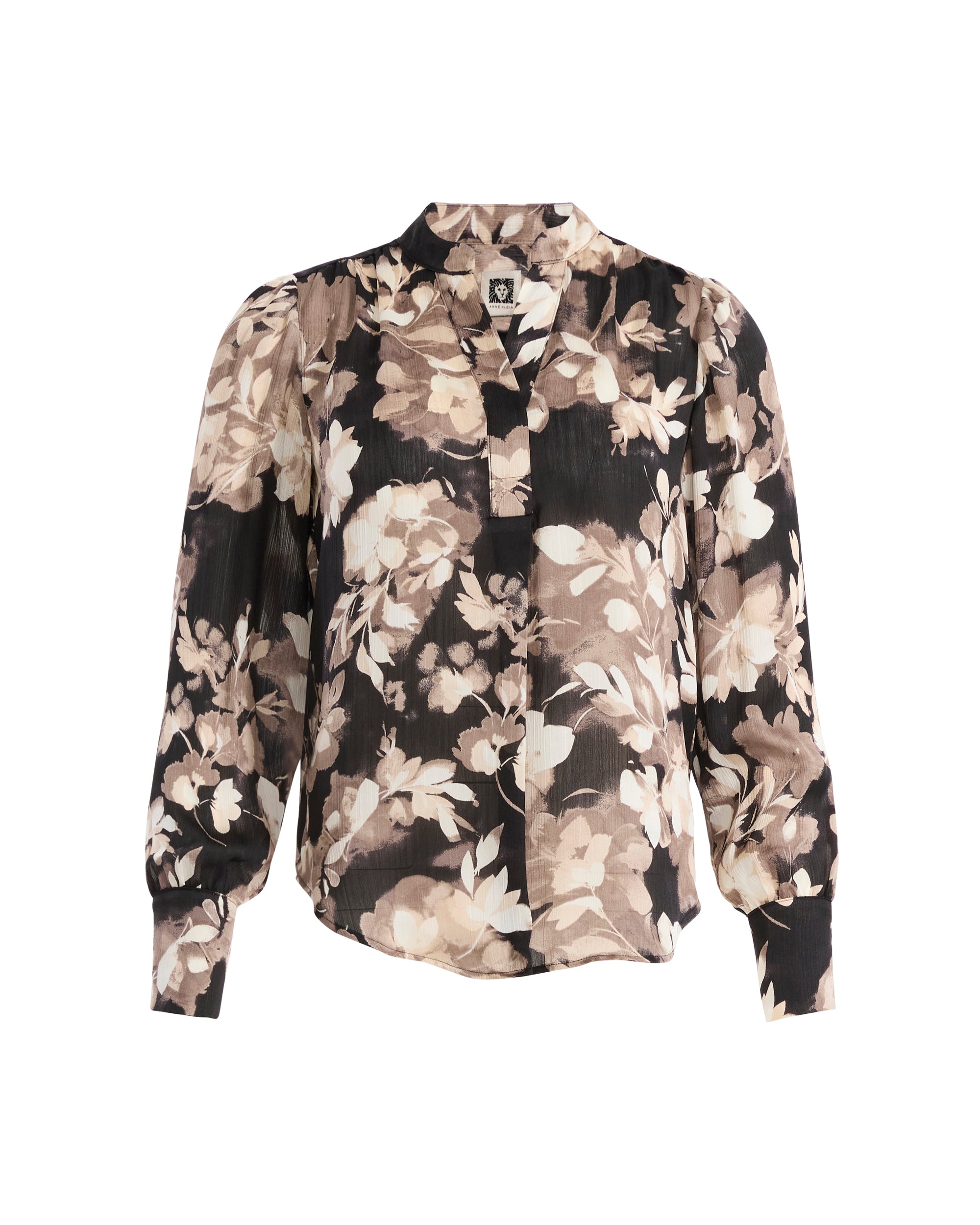 Pleat Front Long Sleeve Blouse