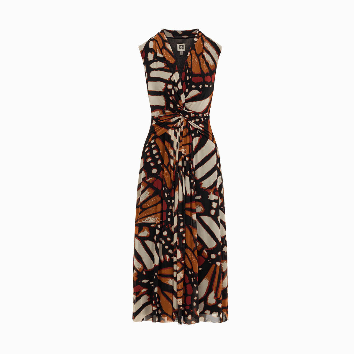 anne klein dot print midi dress Sleeveless Twist-Detail V-Neck Midi Dress