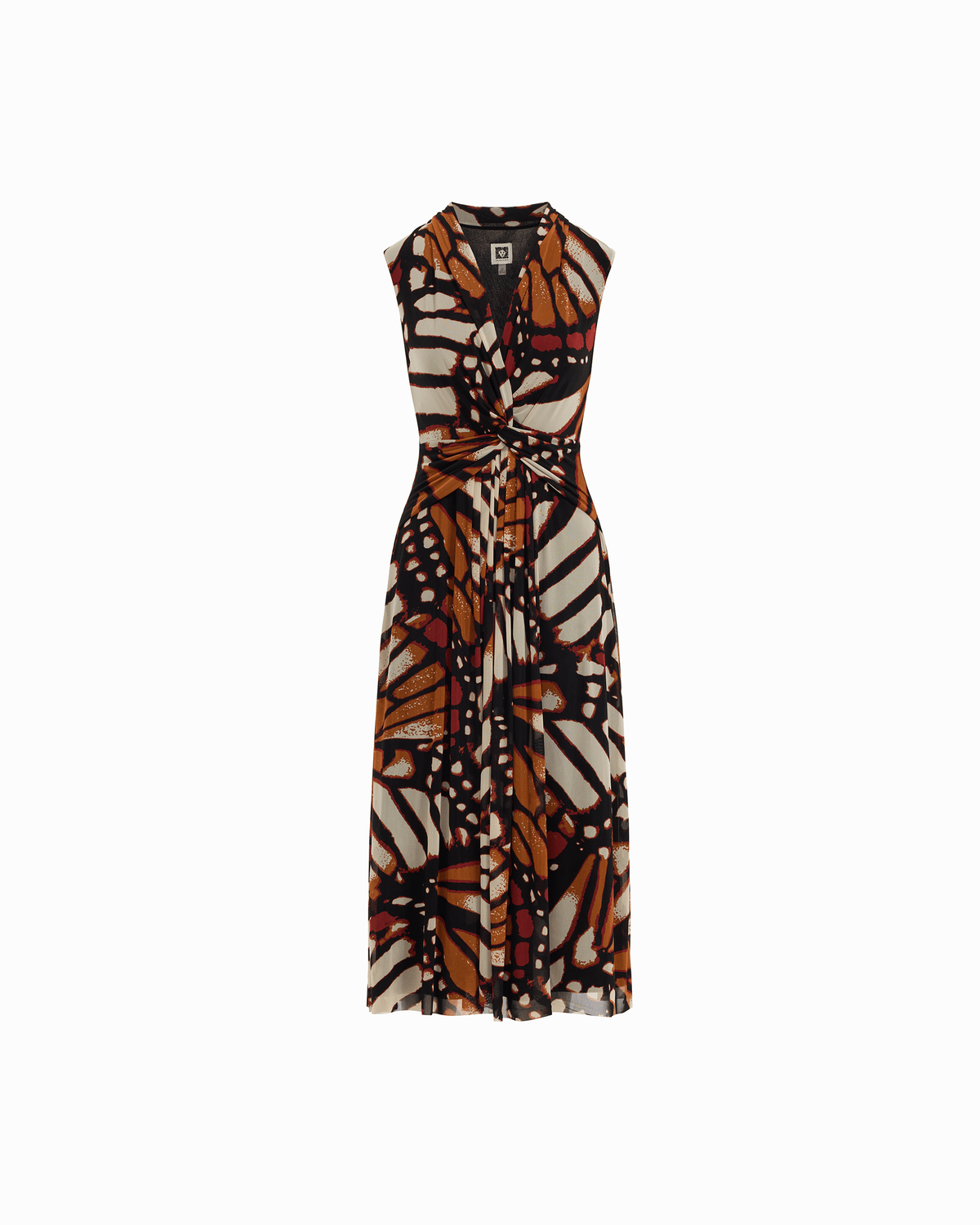 Sleeveless Twist-Detail V-Neck Midi Dress | Anne Klein Chili Multi / S