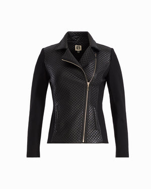 Asymmetric Moto Jacket with Combo Detail