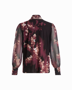 Petite Long Sleeve Bow Tie Top