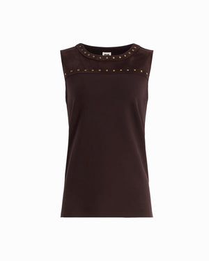 Sleeveless Stud Trim Top