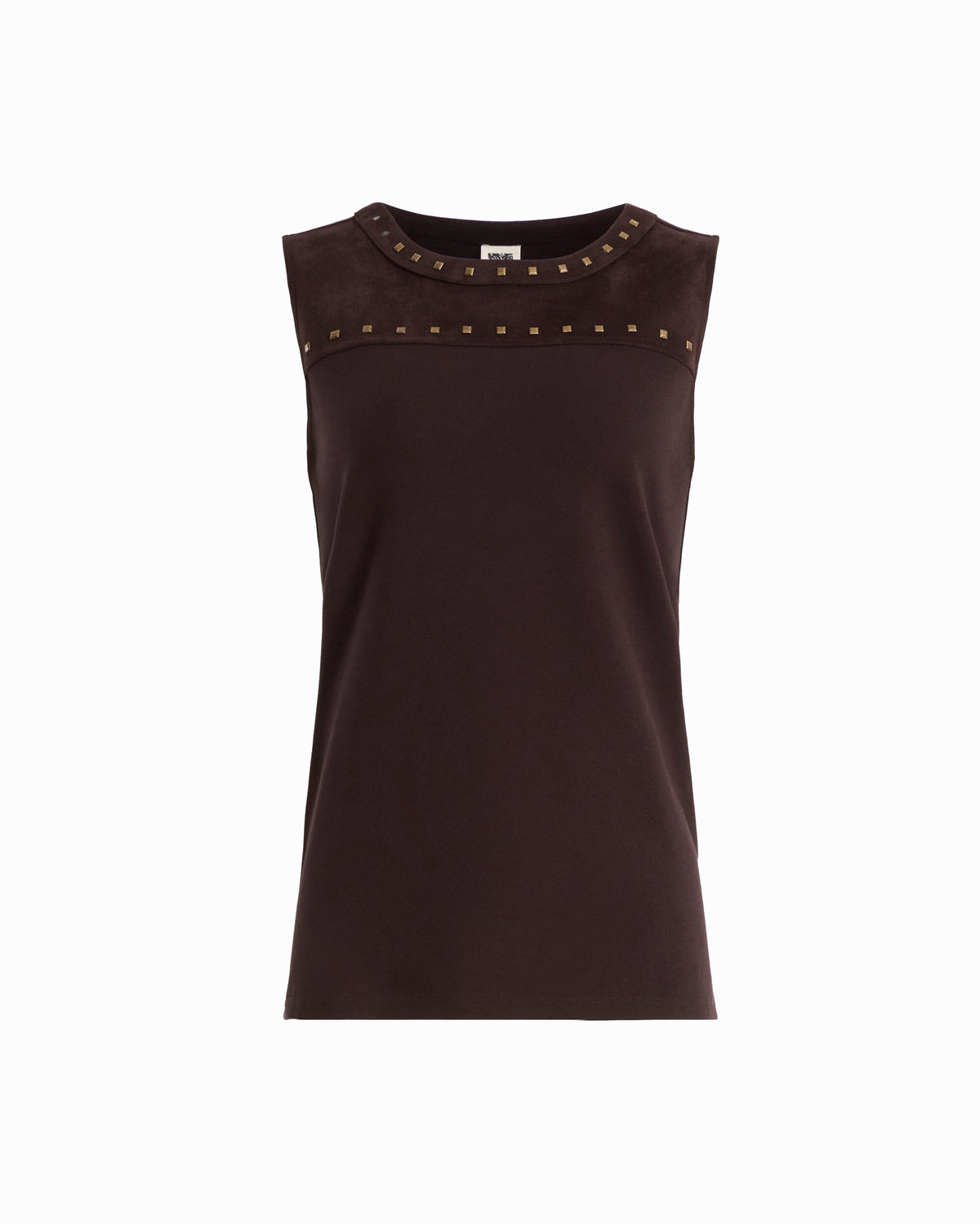Anne Klein DEEP MAHOGANY Petite Sleeveless Stud Trim Top