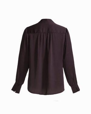 Anne Klein Long Sleeve V-Neck Pleated Front Blouse