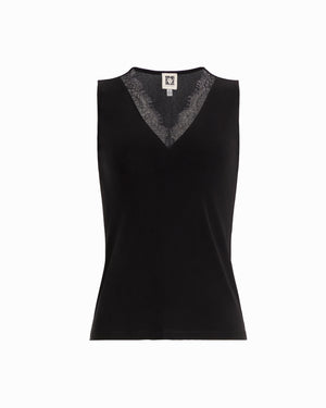 Plus Size V-Neck Lace Trim Top