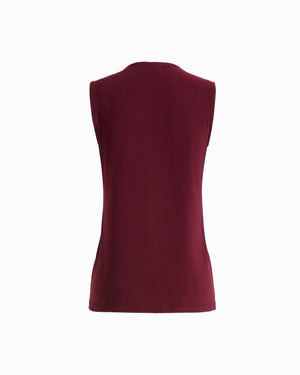 Anne Klein V-Neck Lace Trim Sleeveless Knit Tank Top