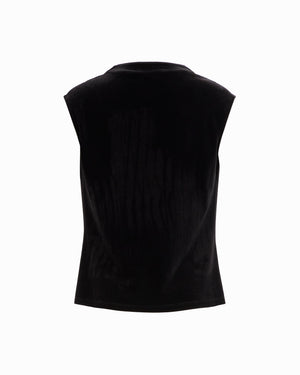 Petite Cowl Neck Extended Shoulder Sleeveless Knit Top