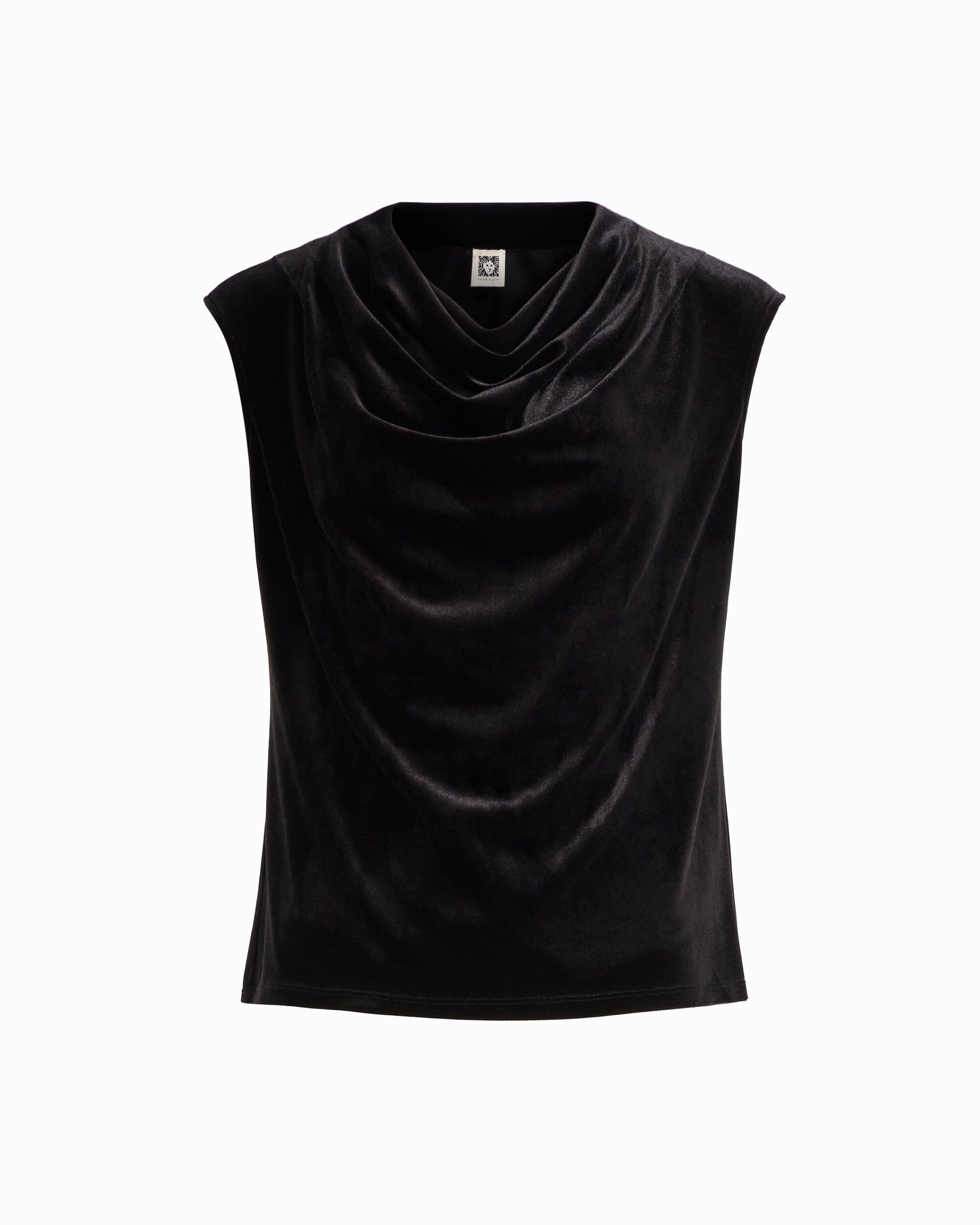 Anne Klein ANNE BLACK Cowl Neck Sleeveless Knit Top with Extended Shoulder